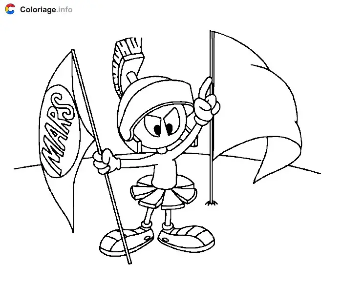 Coloriage Marvin sur Mars - Marvin le Martien à imprimer