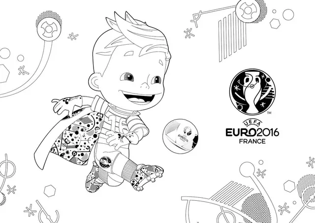 Coloriage Mascotte Euro 2016 France Uefa - Foot à imprimer