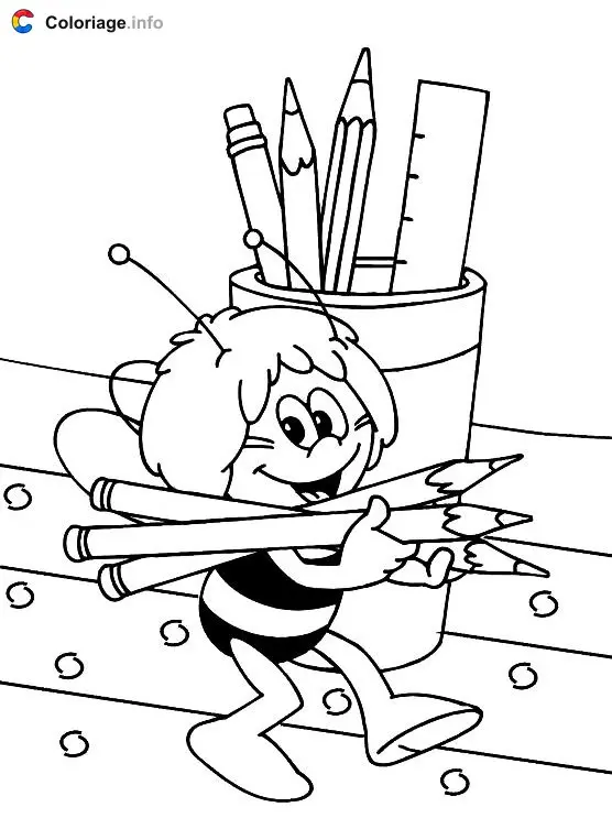 Coloriage Maya avec des crayons de couleurs - Maya l'Abeille à imprimer