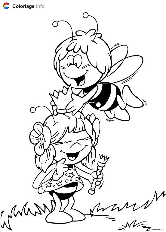 Coloriage Maya et la Reine - Maya l'Abeille à imprimer