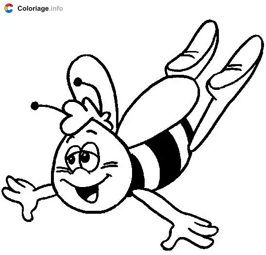 Coloriage Maya vole dans les airs - Maya l'Abeille à imprimer