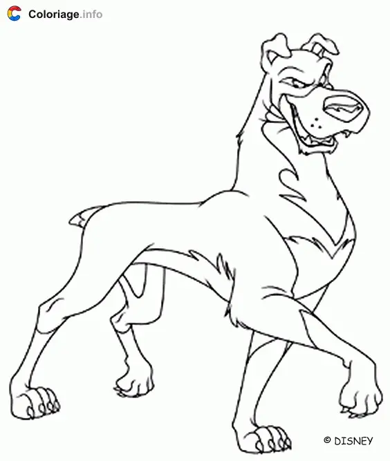 Coloriage Méchant chien - La Belle et le Clochard à imprimer