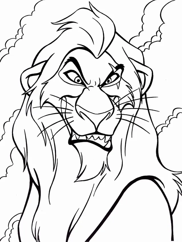 Coloriage Méchant Du Roi Lion - Roi lion à imprimer