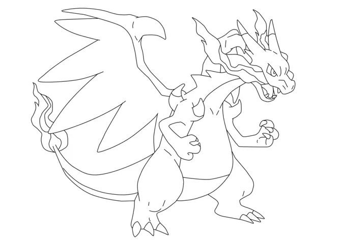 Mega Charizard EX Pokémon coloring page to print
