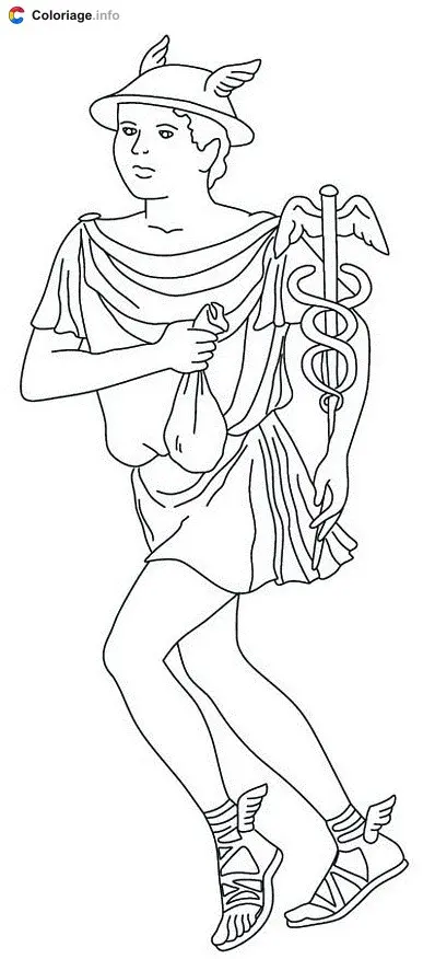 Coloriage Mercure dieu du commerce et des voyages - Dieux romains à imprimer