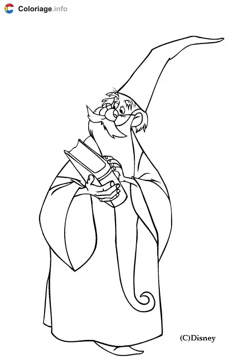 Coloriage Merlin - Merlin l'Enchanteur à imprimer