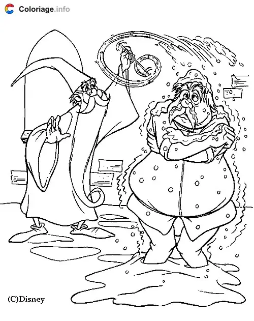 Coloriage Merlin crée de la neige - Merlin l'Enchanteur à imprimer