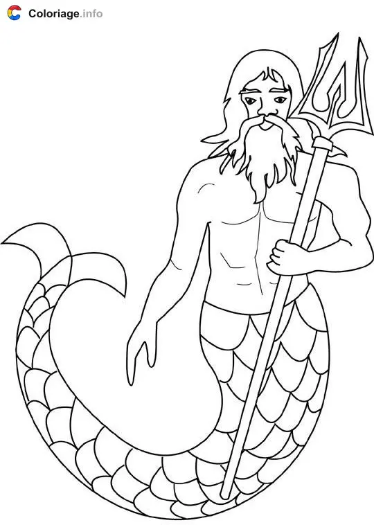 Coloriage Merman dessin 1 - Mythologie à imprimer