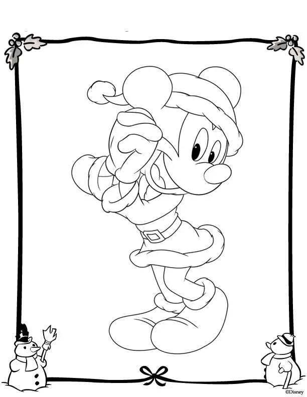 Coloriage Mickey dans la magie de Noël Disney - Noël Disney à imprimer