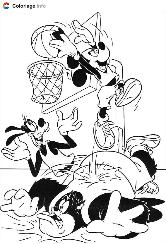 Mickey Passes to Goofy coloring page to print