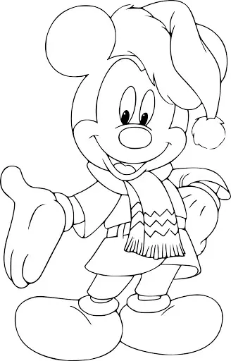 Coloriage Mickey Mouse Noël Classique Pour Le Reveillon De Noël - Noël Disney à imprimer