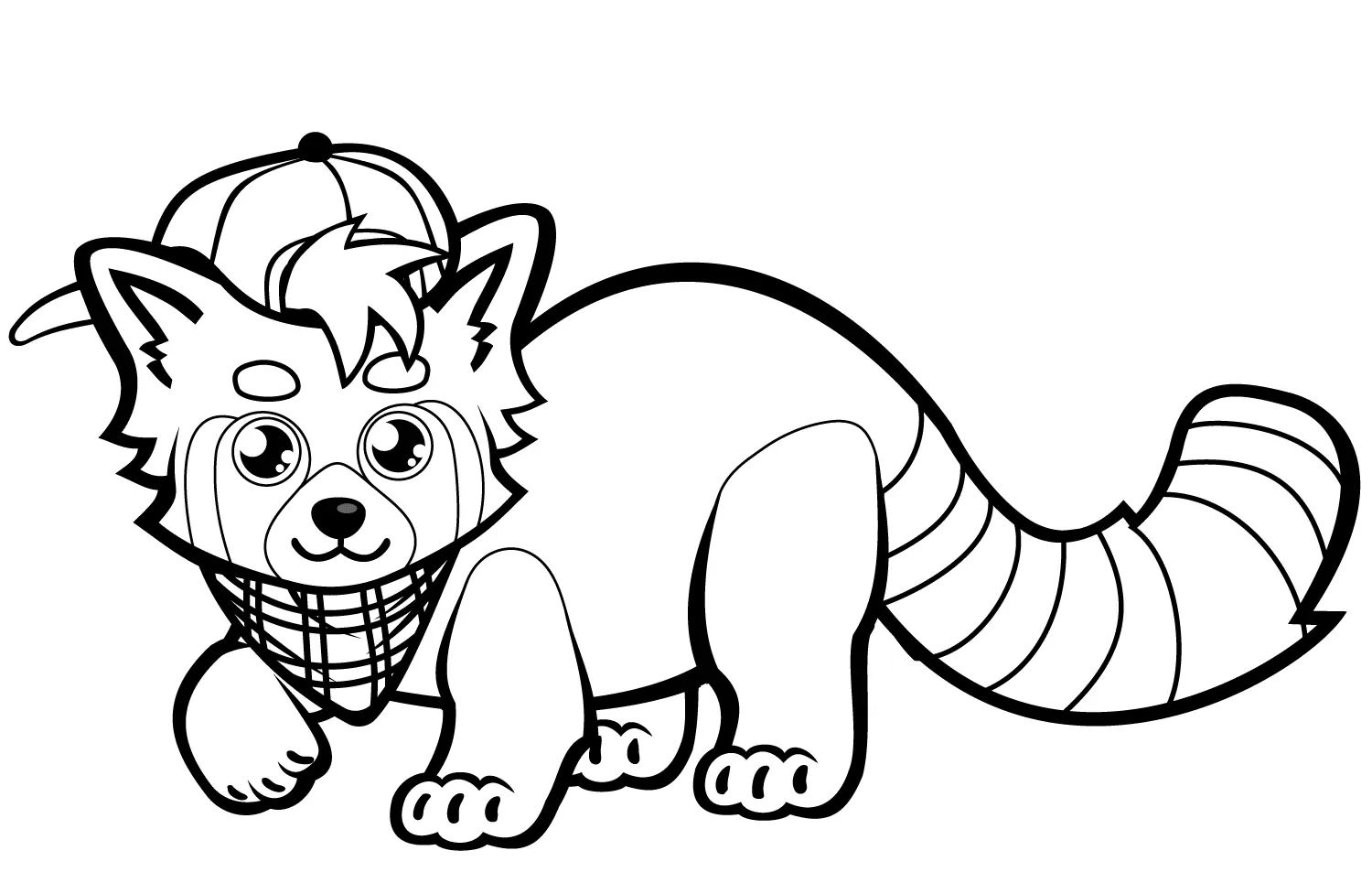 Coloriage Mignon Panda Rouge En Casquette De Baseball - Panda à imprimer