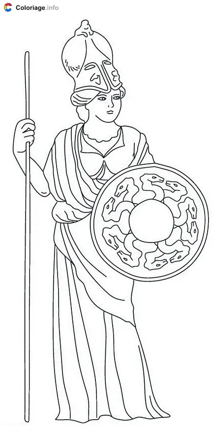 Coloriage Minerve déesse de la sagesse - Dieux romains à imprimer