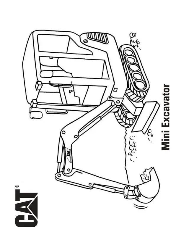 Coloriage Mini Excavator Camion Cat - Camion à imprimer