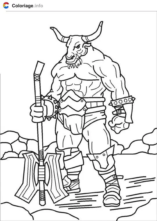 Coloriage Minotaure dessin 1 - Mythologie à imprimer