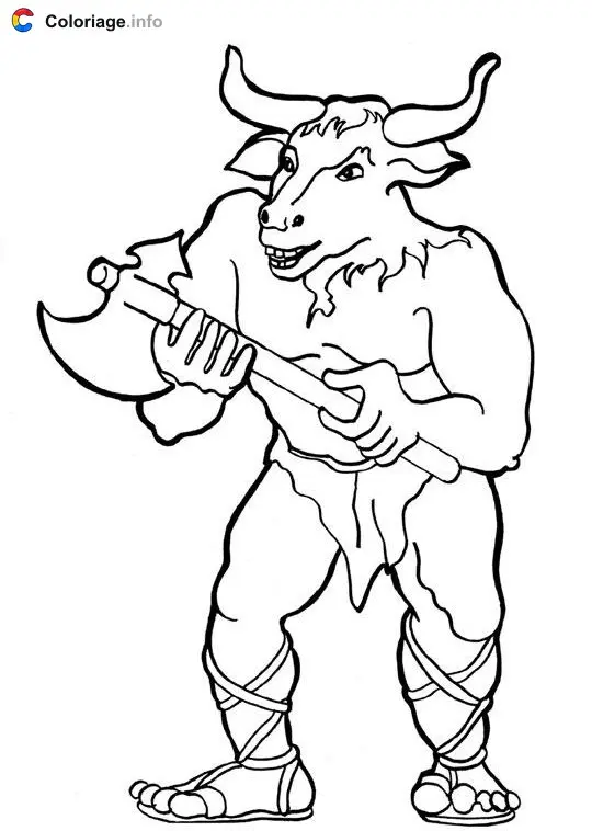 Coloriage Minotaure dessin 3 - Mythologie à imprimer