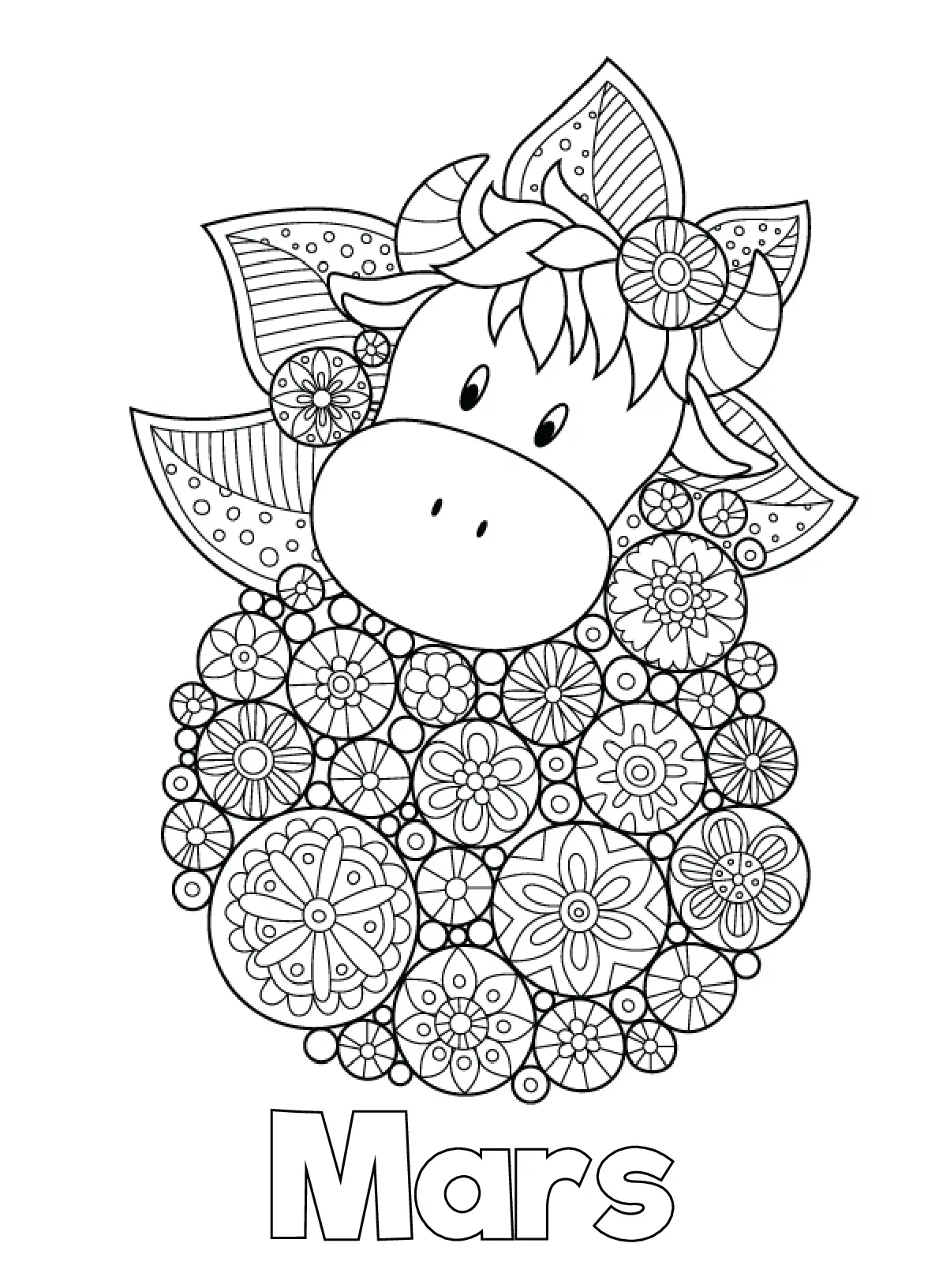 Coloriage Mois De Mars Vache Mandala - Mars à imprimer