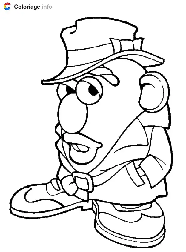 Coloriage Monsieur Patate avec un imperméable - Monsieur Patate à imprimer