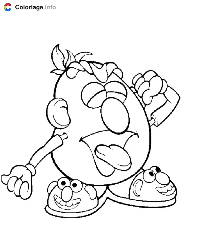 Coloriage Monsieur Patate baille - Monsieur Patate à imprimer