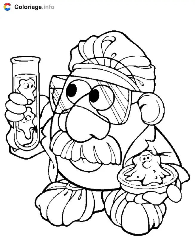 Coloriage Monsieur Patate en chimiste - Monsieur Patate à imprimer