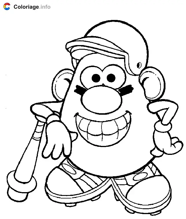 Coloriage Monsieur Patate en joueur de baseball - Monsieur Patate à imprimer