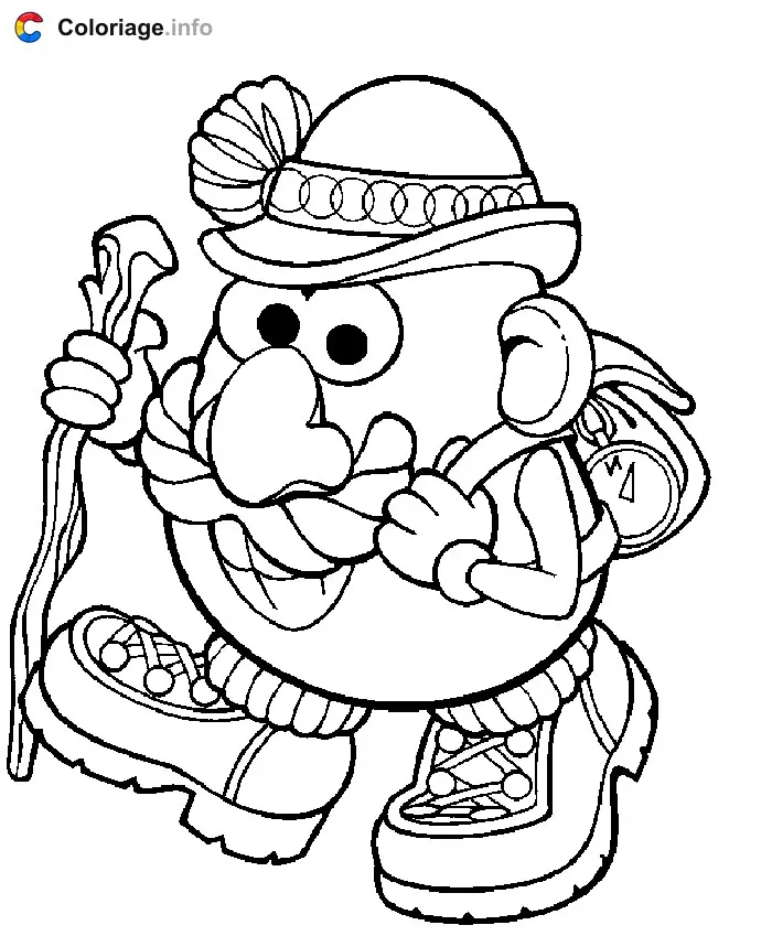 Coloriage Monsieur Patate en randonneur - Monsieur Patate à imprimer