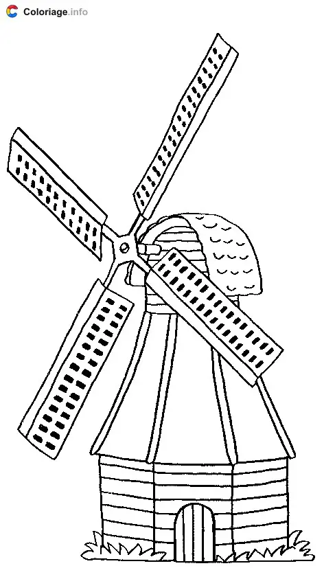 Coloriage Moulin à vent à colorier - Moulin à vent à imprimer