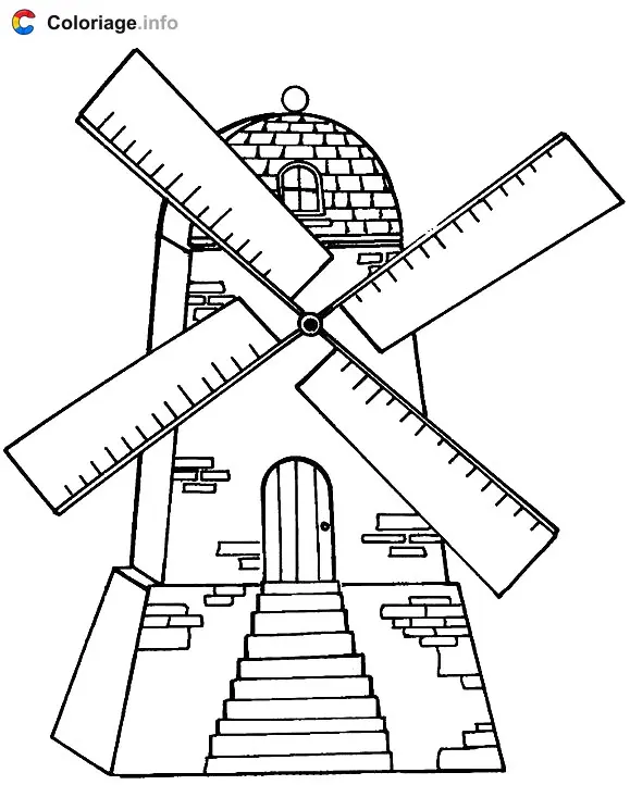Coloriage Moulin - Monuments à imprimer