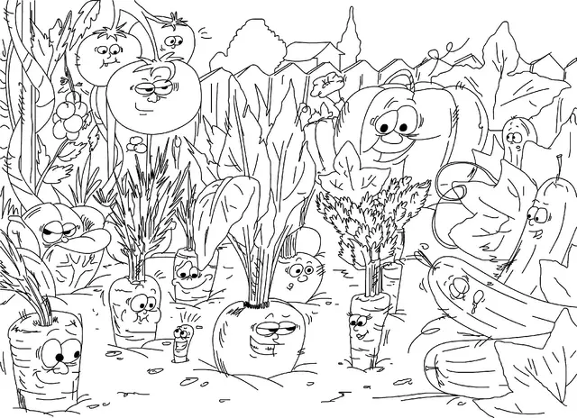 Coloriage Nature Jardin De Légumes Carottes - Carotte à imprimer