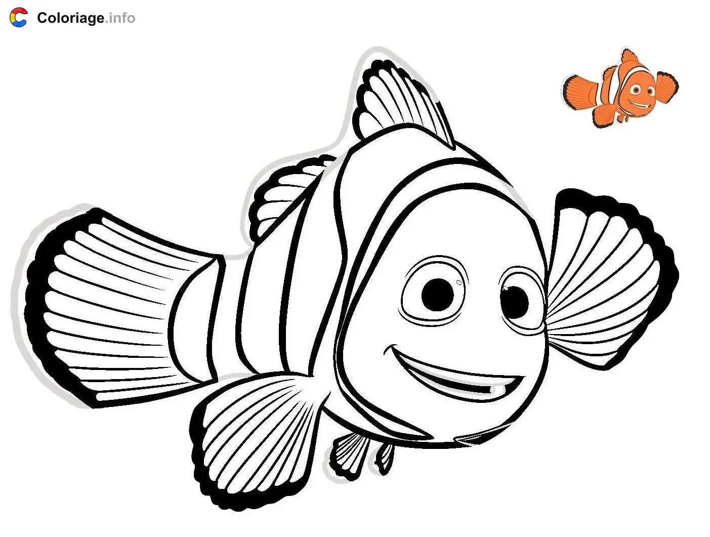 Nemo and the Red Fish coloring page to print