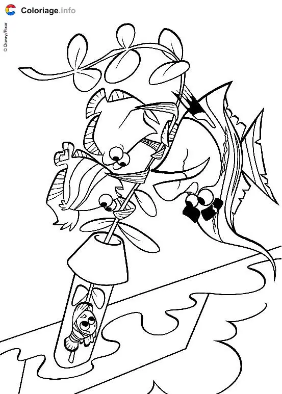 Nemo Stuck in the Tube coloring page to print
