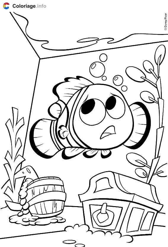 Nemo in the Aquarium by the Treasure coloring page to print