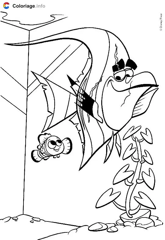 Nemo and Gill in the Aquarium coloring page to print