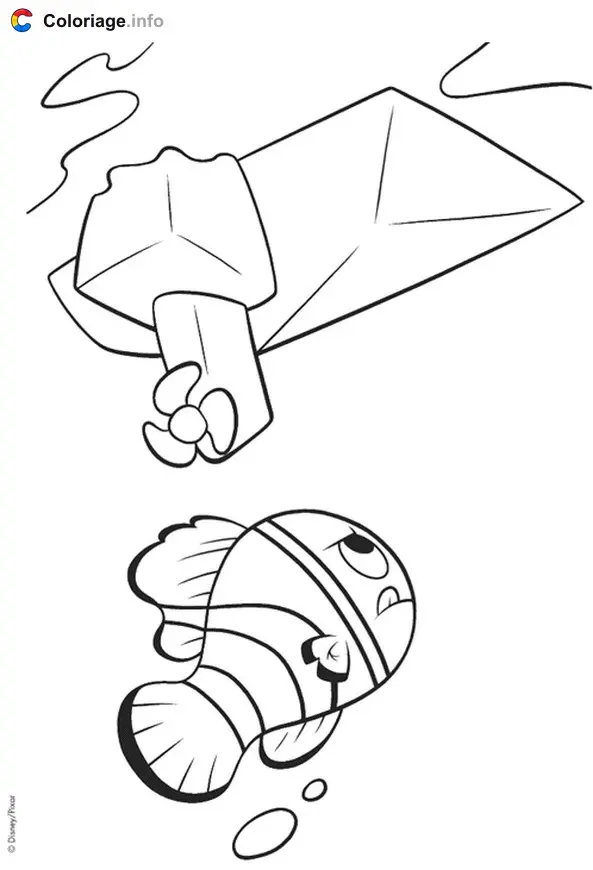 Nemo Swims Toward the Boat coloring page to print