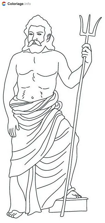 Coloriage Neptune dieu des Mers et des Océans - Dieux romains à imprimer