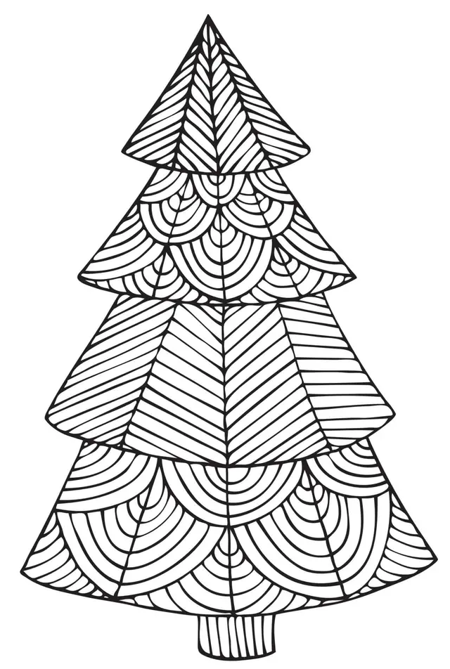 Coloriage Noël Mandala Geometric Sapin - Noël adulte à imprimer