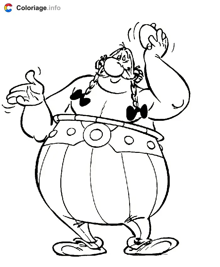 Coloriage Obélix enlève son casque - Astérix à imprimer