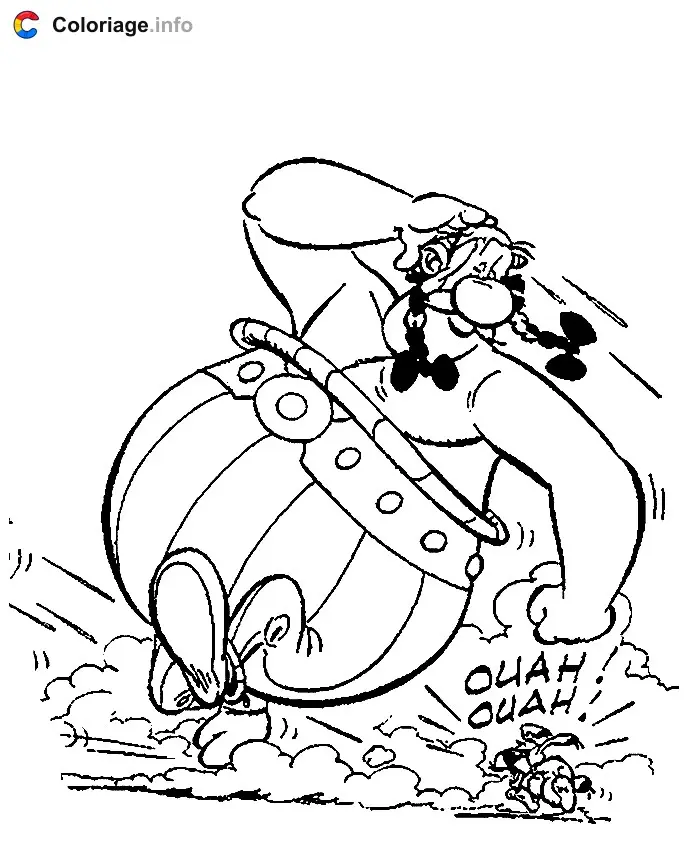 Coloriage Obélix et Idéfix courent - Astérix à imprimer