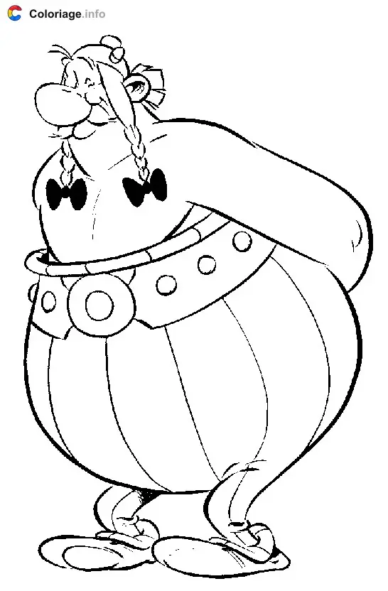 Coloriage Obélix les bras croisés dans le dos - Astérix à imprimer