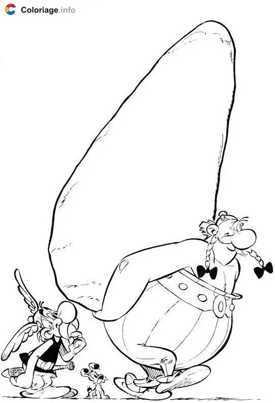 Coloriage Obélix porte un menhir Astérix Idéfix - Astérix à imprimer