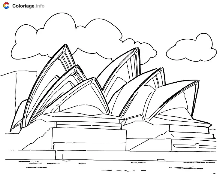 Coloriage Opéra Sydney - Monuments à imprimer