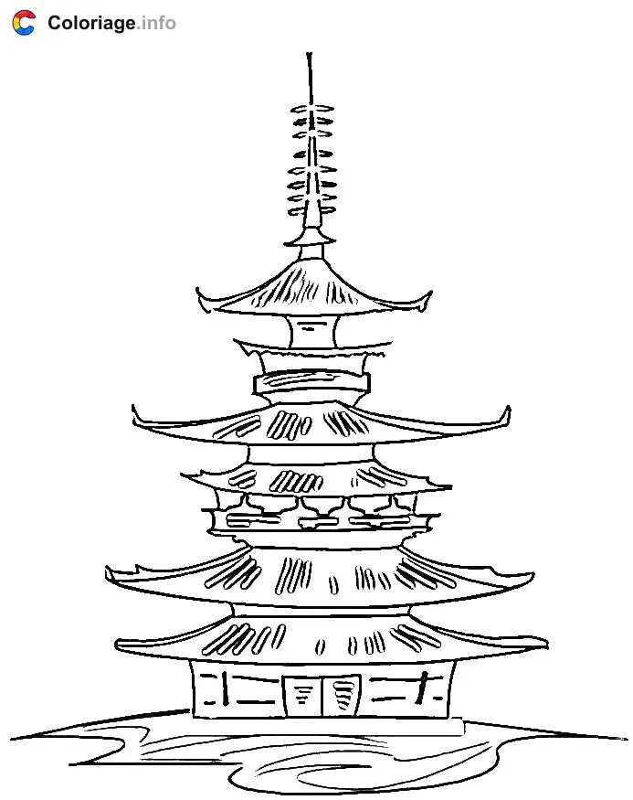 Coloriage Pagode pour les croyants bouddhistes - Japon à imprimer