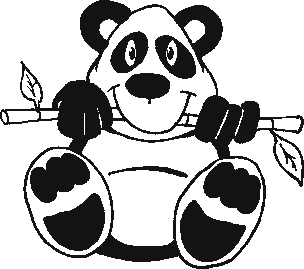 Coloriage Panda Mange Une Branche - Panda à imprimer