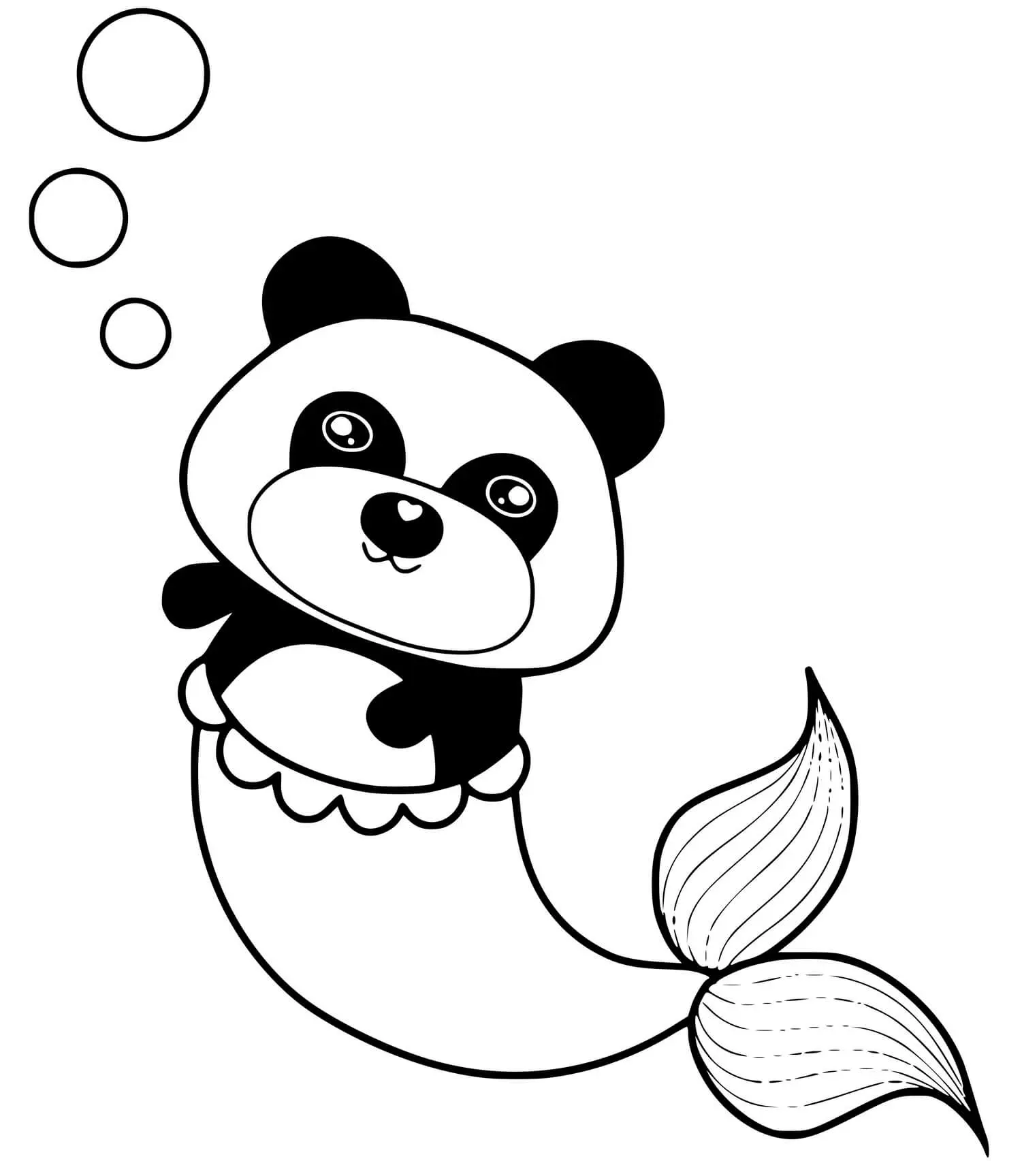 Coloriage Panda Sirène Mermaid - Panda à imprimer