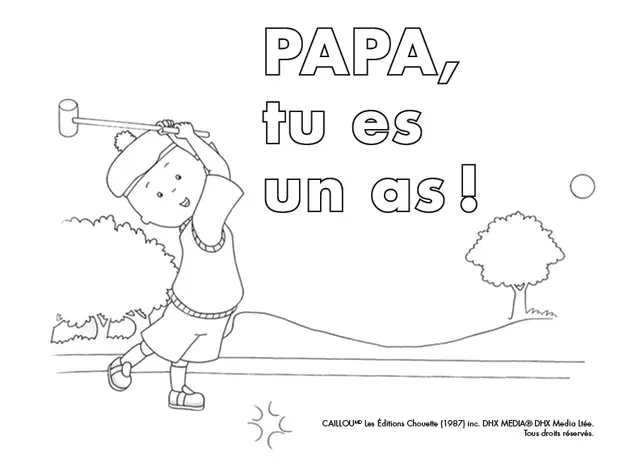 Coloriage Papa Tu Es Un As Carte De Souhait Pour La Fête Des Pères - Caillou à imprimer