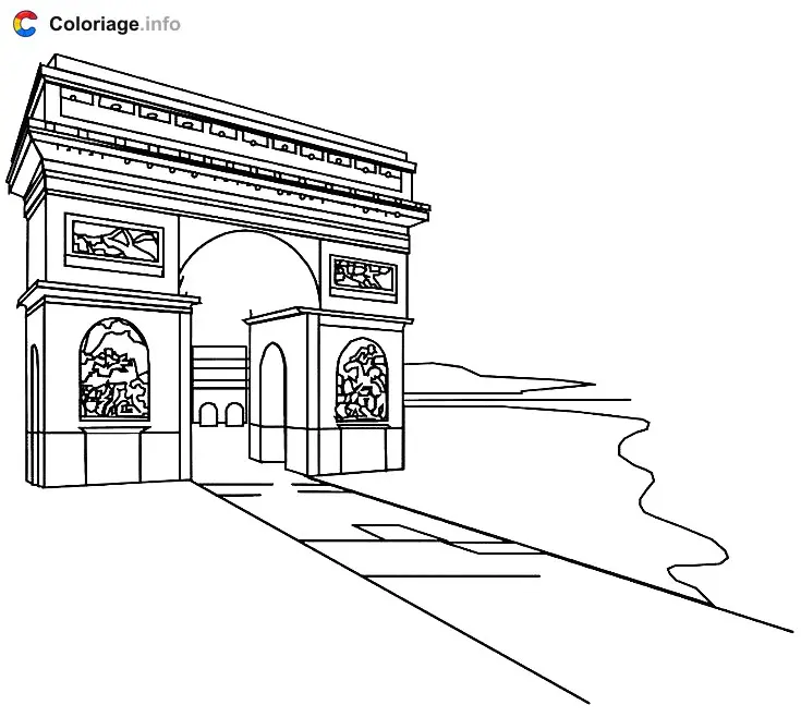 Coloriage Paris arc de triomphe - Monuments à imprimer