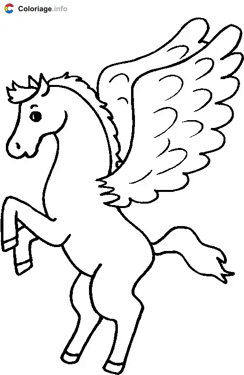 Coloriage Pégase debout - Pégase à imprimer