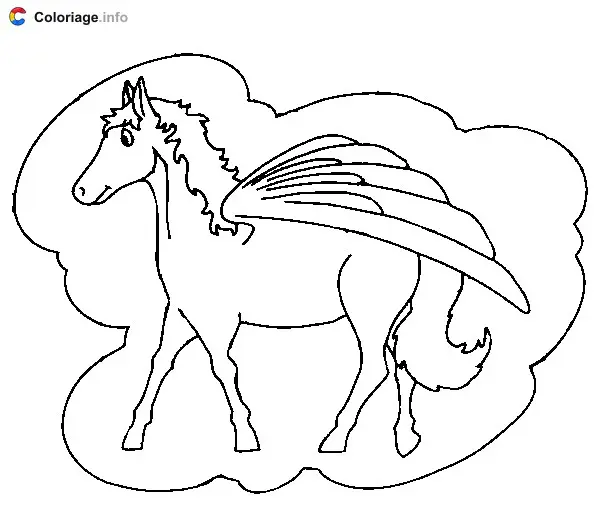 Coloriage Pégase nuage - Pégase à imprimer