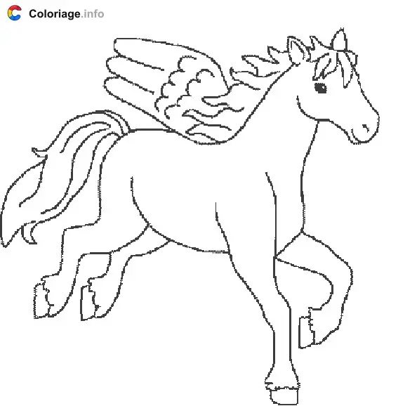 Coloriage Pégase petites ailes - Pégase à imprimer