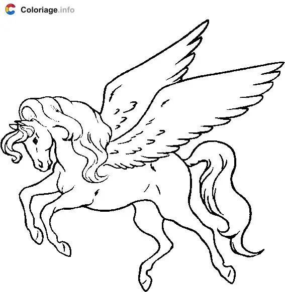 Coloriage Pégase profil - Pégase à imprimer